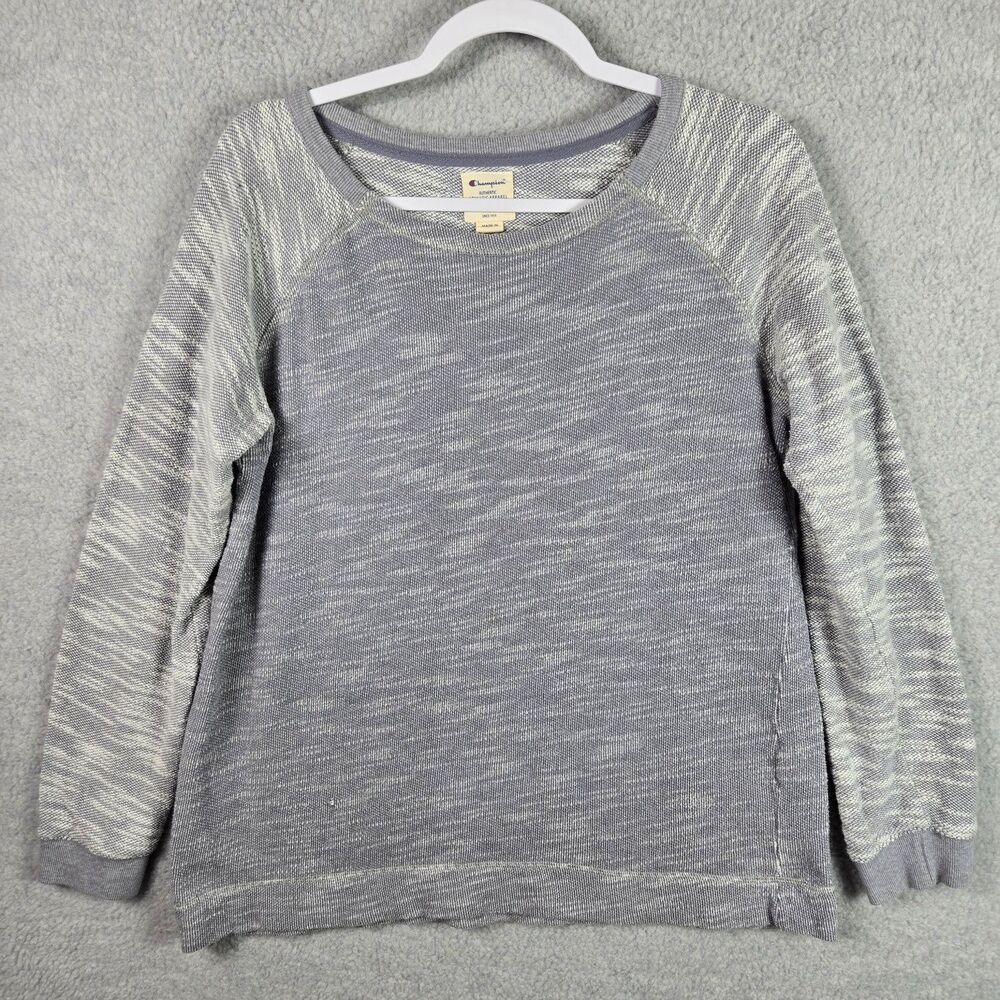 Champion Authentic Womens Large Gray Space Dye Knit Sweatshirt Pullover Sweaters